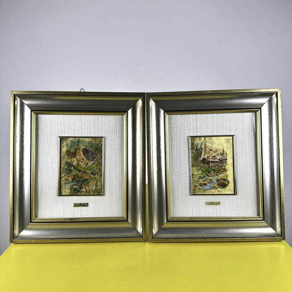 Pair Of Chromolithography Paintings On 23 Kt Gold Leaf, A.Bandini