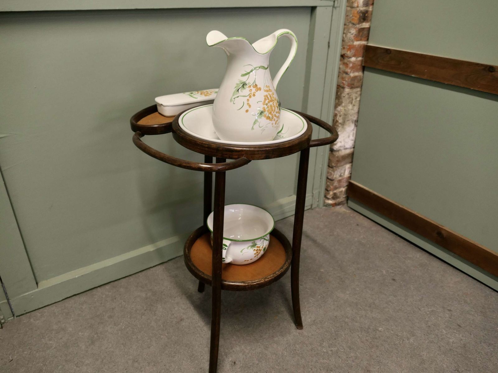 Bentwood Wash Or Shaving Stand With Jug And Bowl photo vinterior