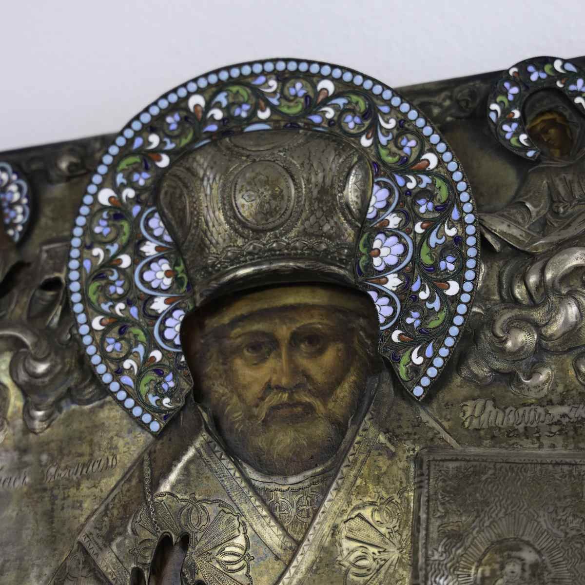 Wooden And Silver Icon, St. Nicholas, 1865, Nizhny Novgorod. photo buy