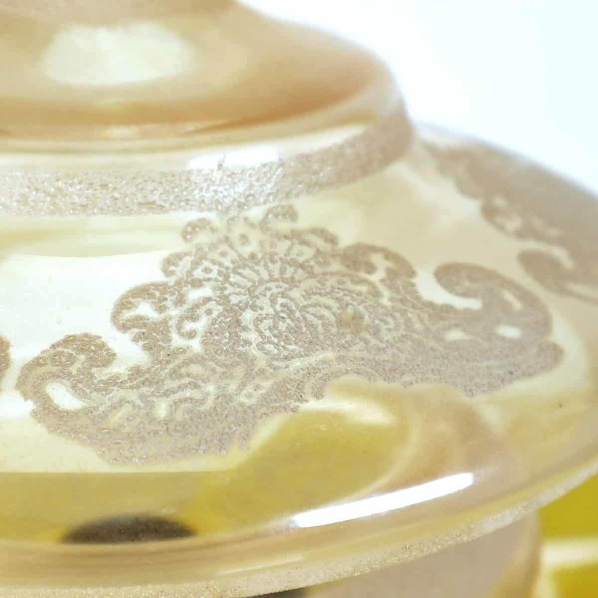 Vintage Table Lamp With Embossed Glass Decoration photo Lighting