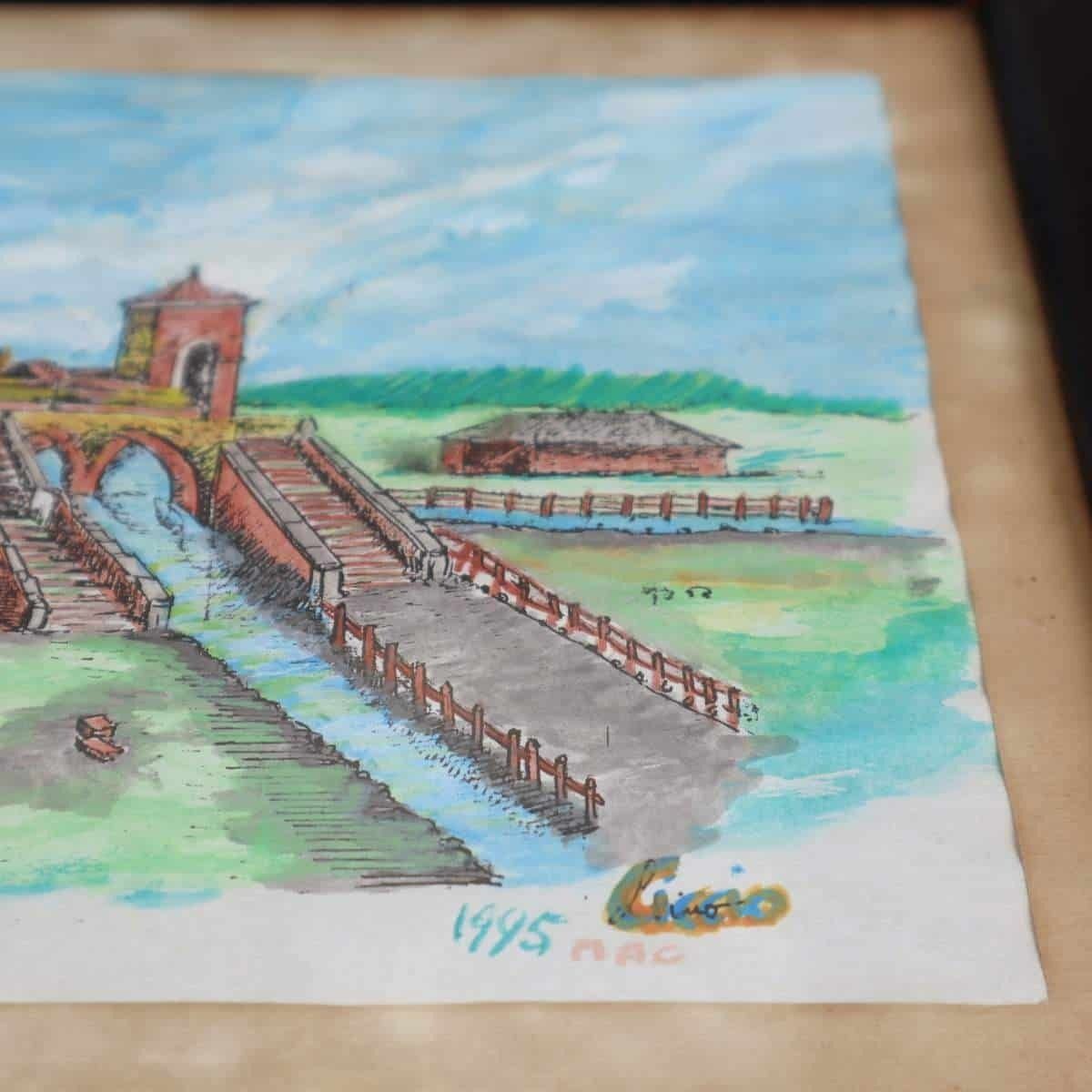 Pair Of Works Depicting Comacchio From The 1990s photo Art