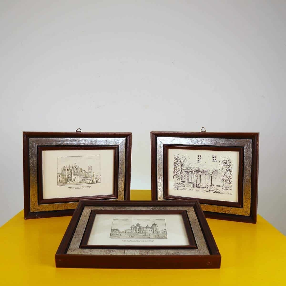 Engravings Of The City Of Ferrara With 3 Piece Frame