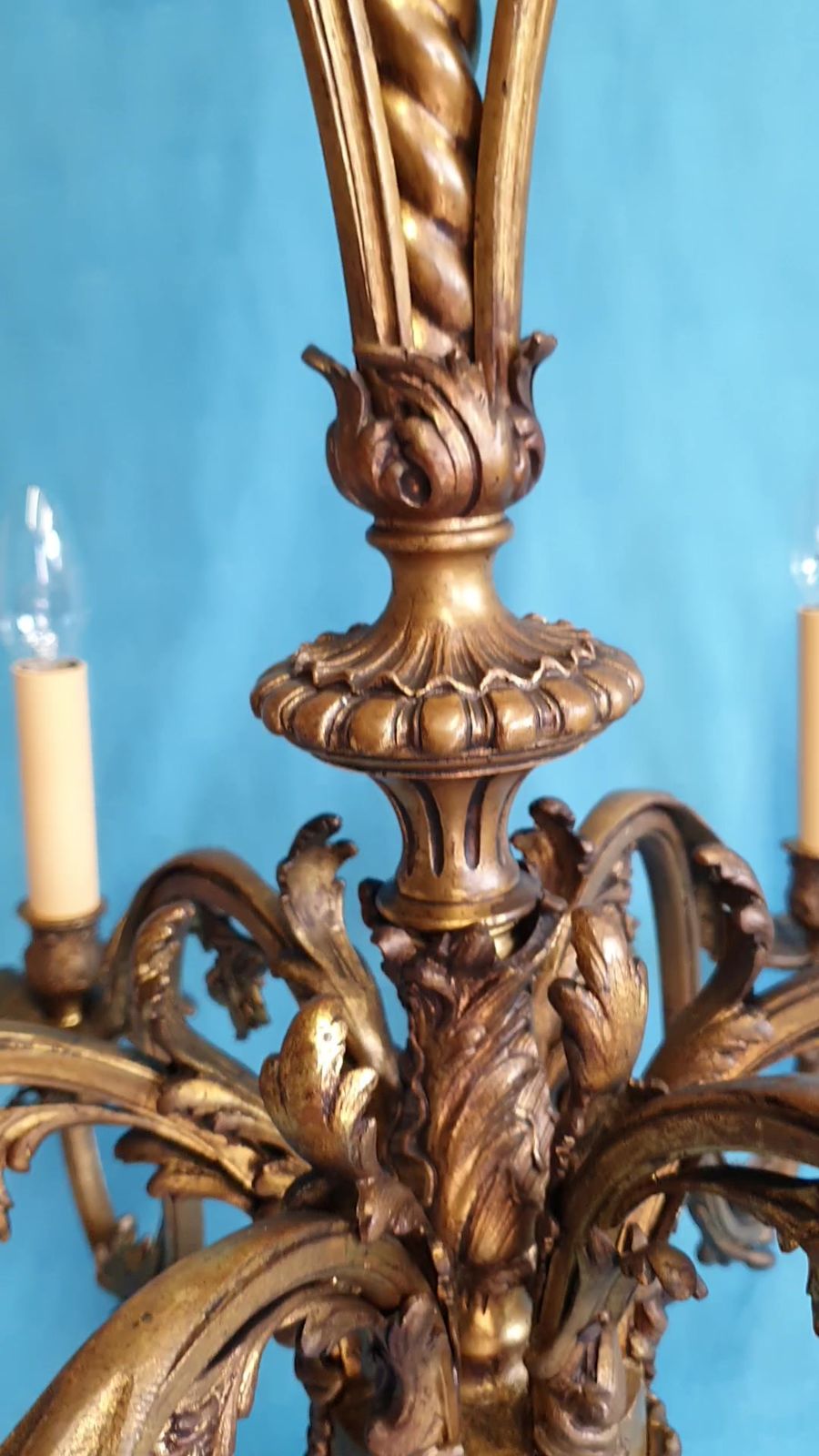 6 Arm Large Brass Chandelier French 30" photo 995.0