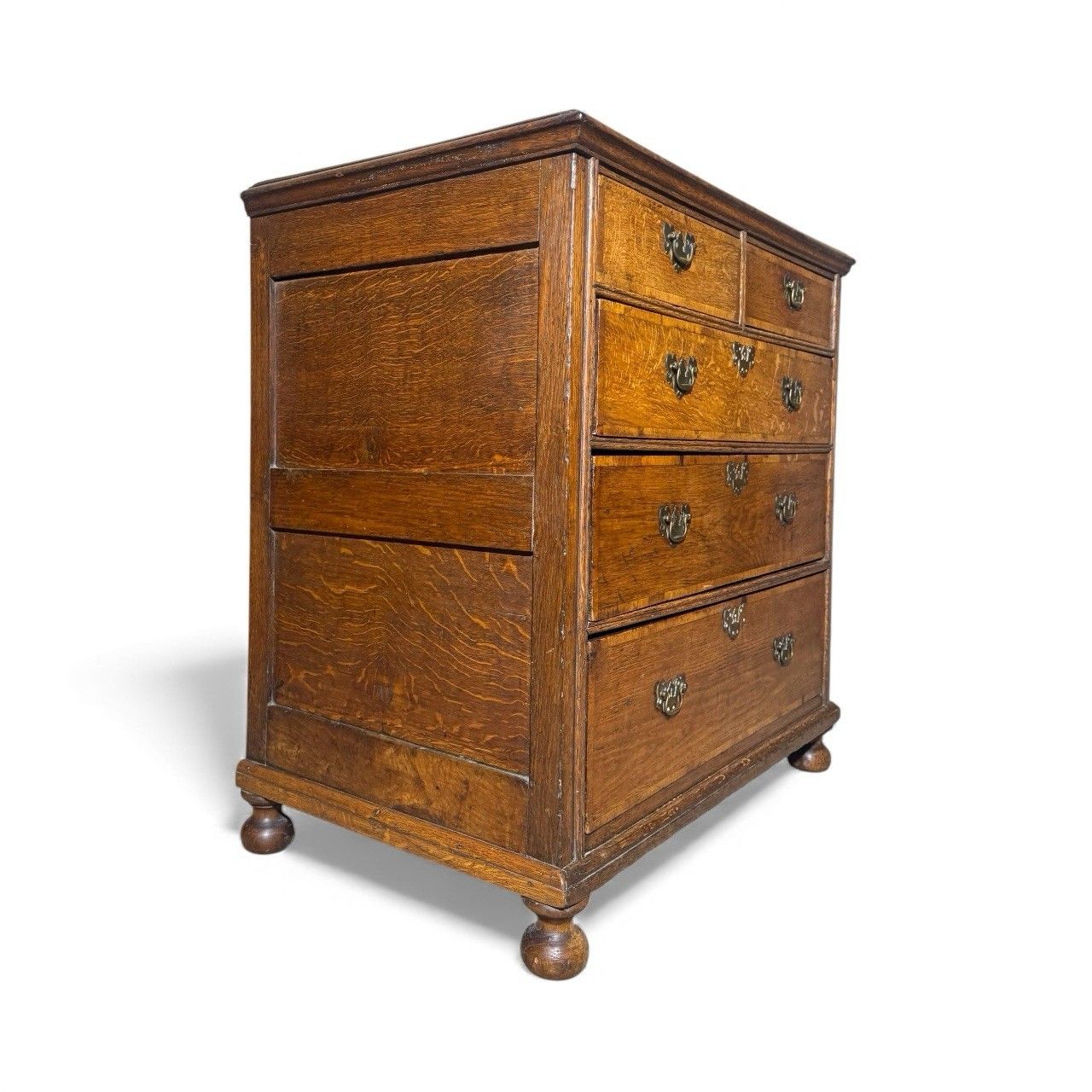 1495.0 Antique William And Mary Oak Chest Of Drawers Cross Banded Provincial Chest Rare photo