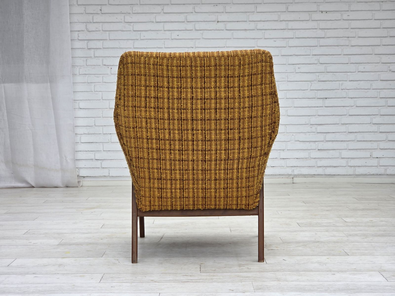 1960s, Danish Armchair, Furniture Wool Fabric, Teak Wood, Oak Wood. photo Furniture