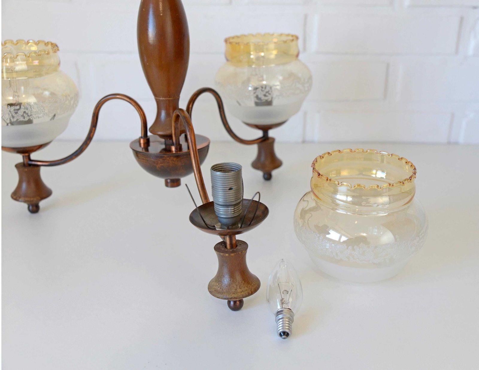 photo buy Vintage Pendant Light  / Mid Century Rustic Lamp / Wooden Hanging Lamp / Colonial Chandelier From 1970's