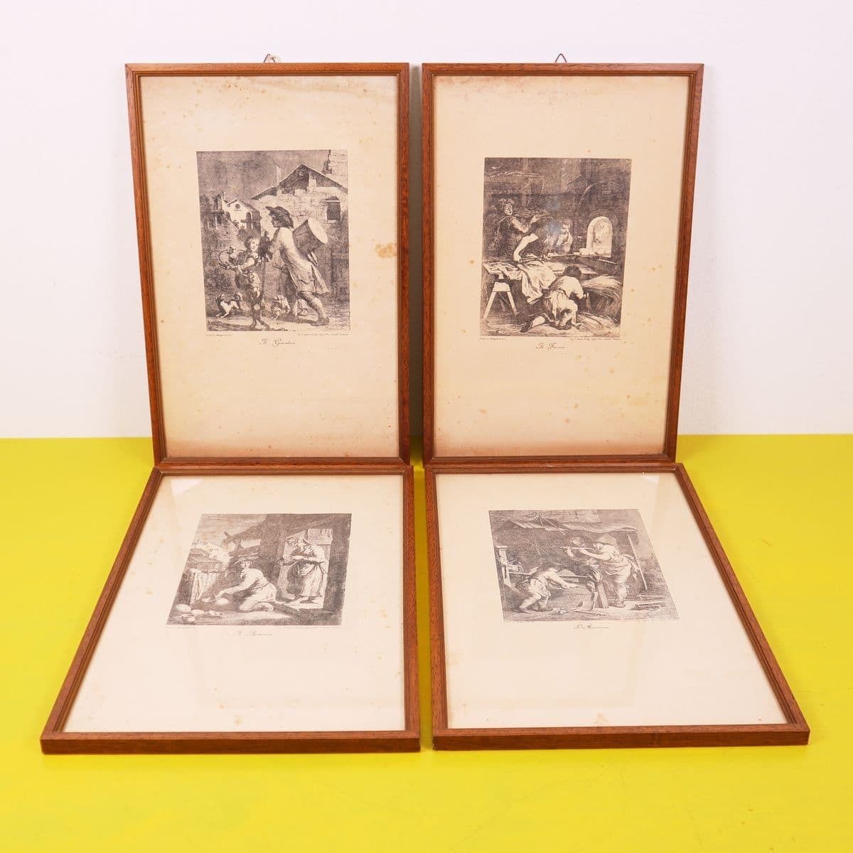 4 Piece Vintage Print Paintings