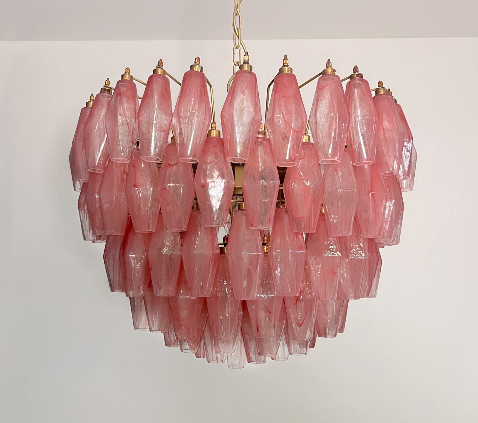 Amazing Murano Glass Candelier – 111  Pink Alabaster Poliedri photo 2530.0