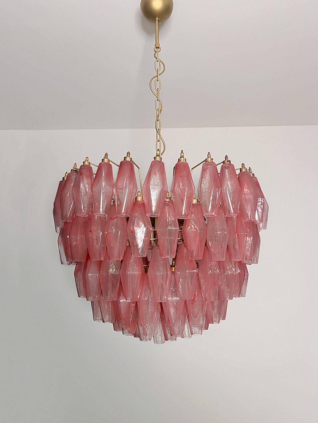 Lighting Amazing Murano Glass Candelier – 111  Pink Alabaster Poliedri photo