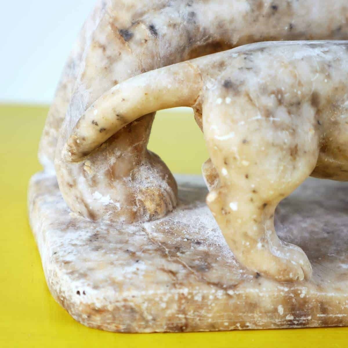 Marble Sculpture Statue Of A Feline With Cubs photo 762.0
