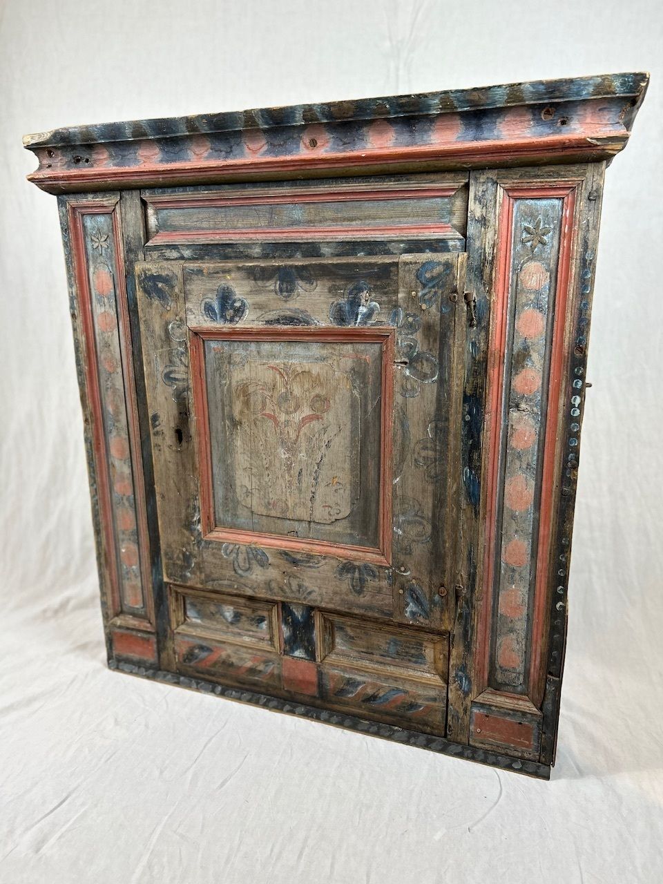Antique Painted Swedish Wooden Wall Cupboard photo 125.0