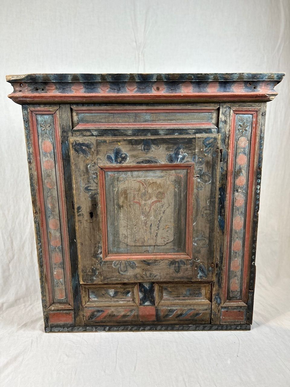 photo for sale Antique Painted Swedish Wooden Wall Cupboard