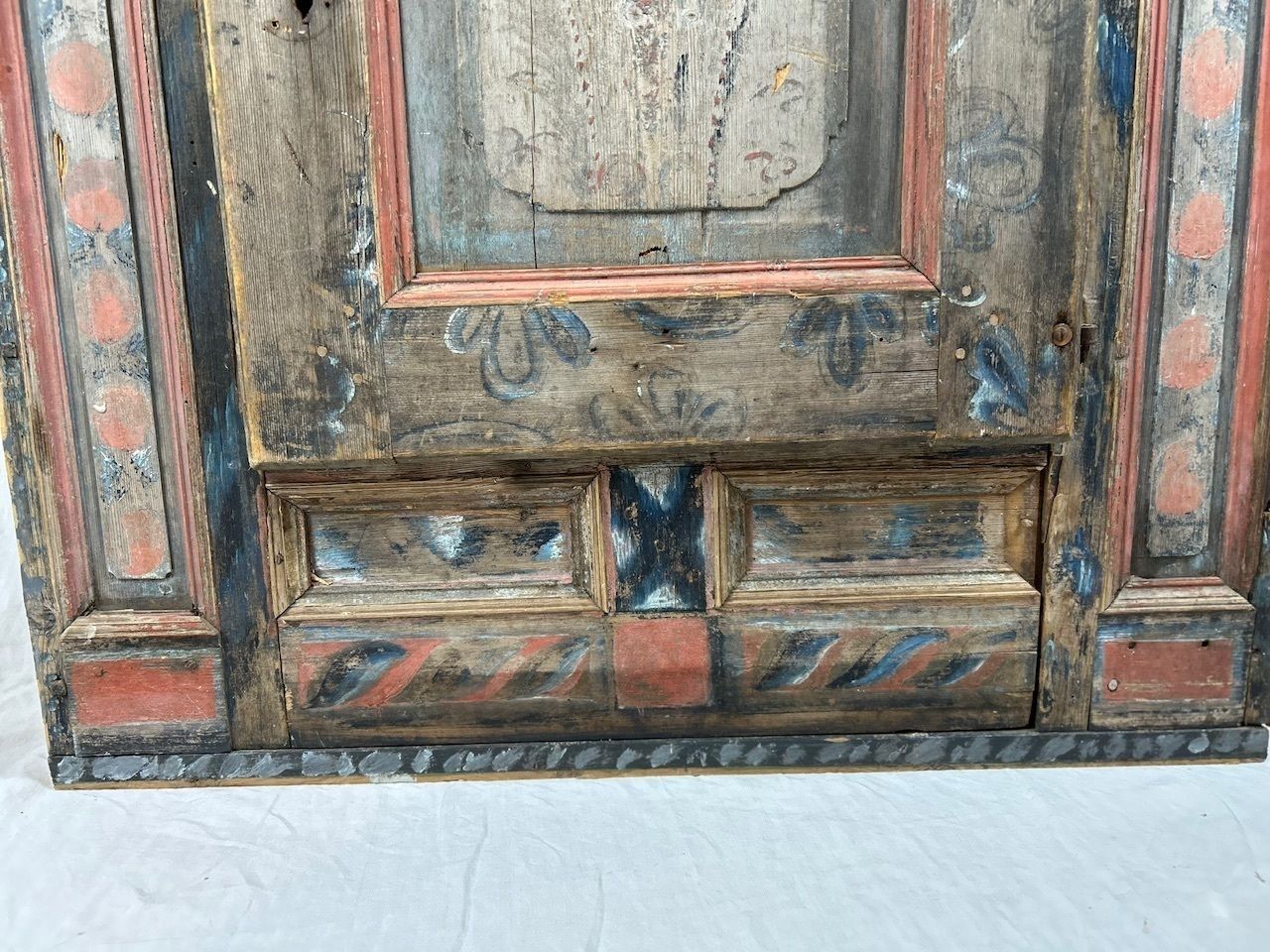 Furniture Antique Painted Swedish Wooden Wall Cupboard photo