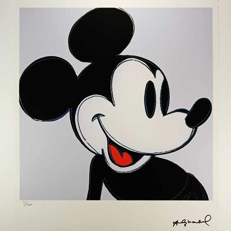 1980s Andy Warhol "Mickey Mouse" Limited Series Lithograph Leo Castelli New York Numbered In Pencil. photo furniture