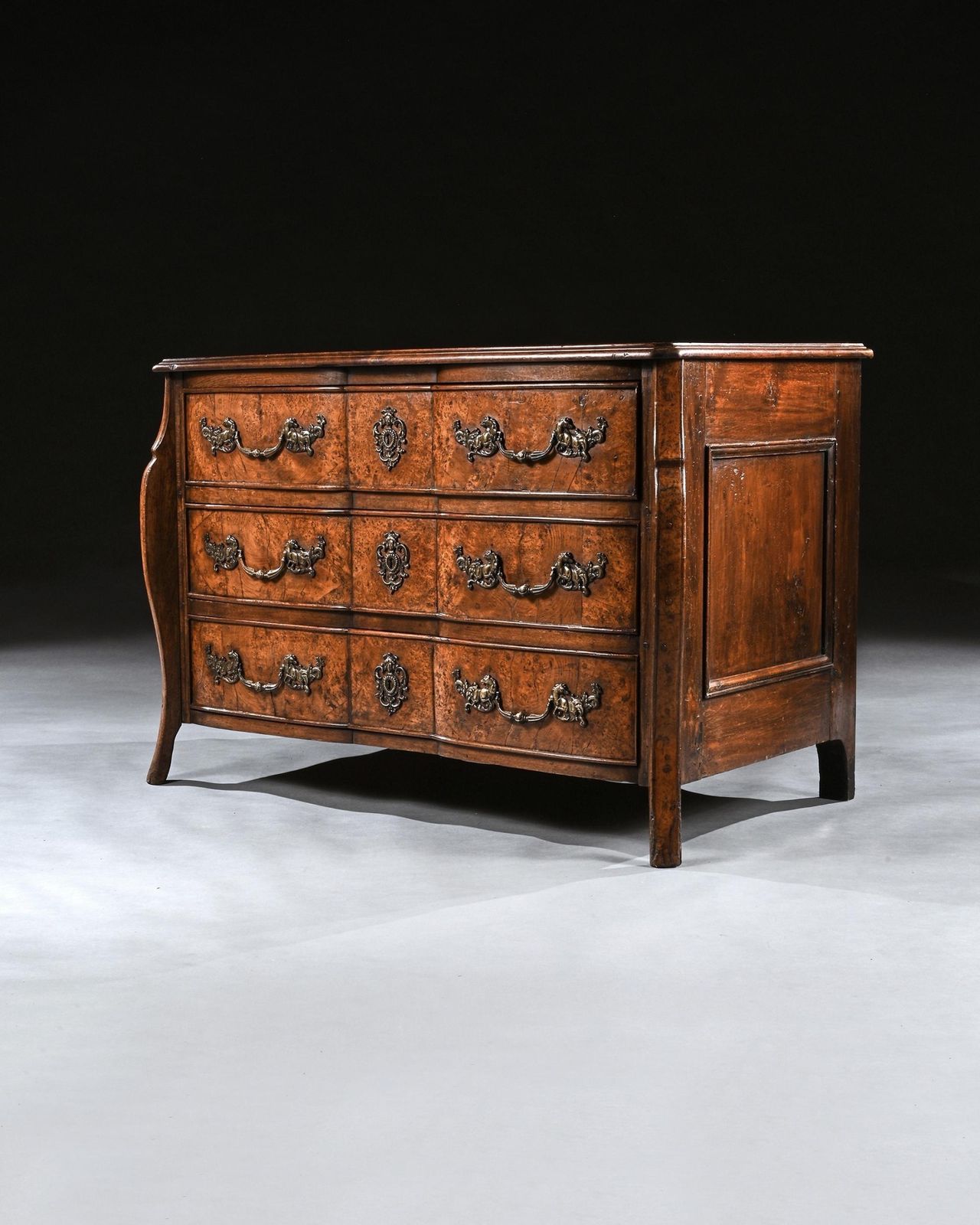 Rare Early 18th Century Louis XV Provincial Burr Elm Mazarin Commode photo vinterior