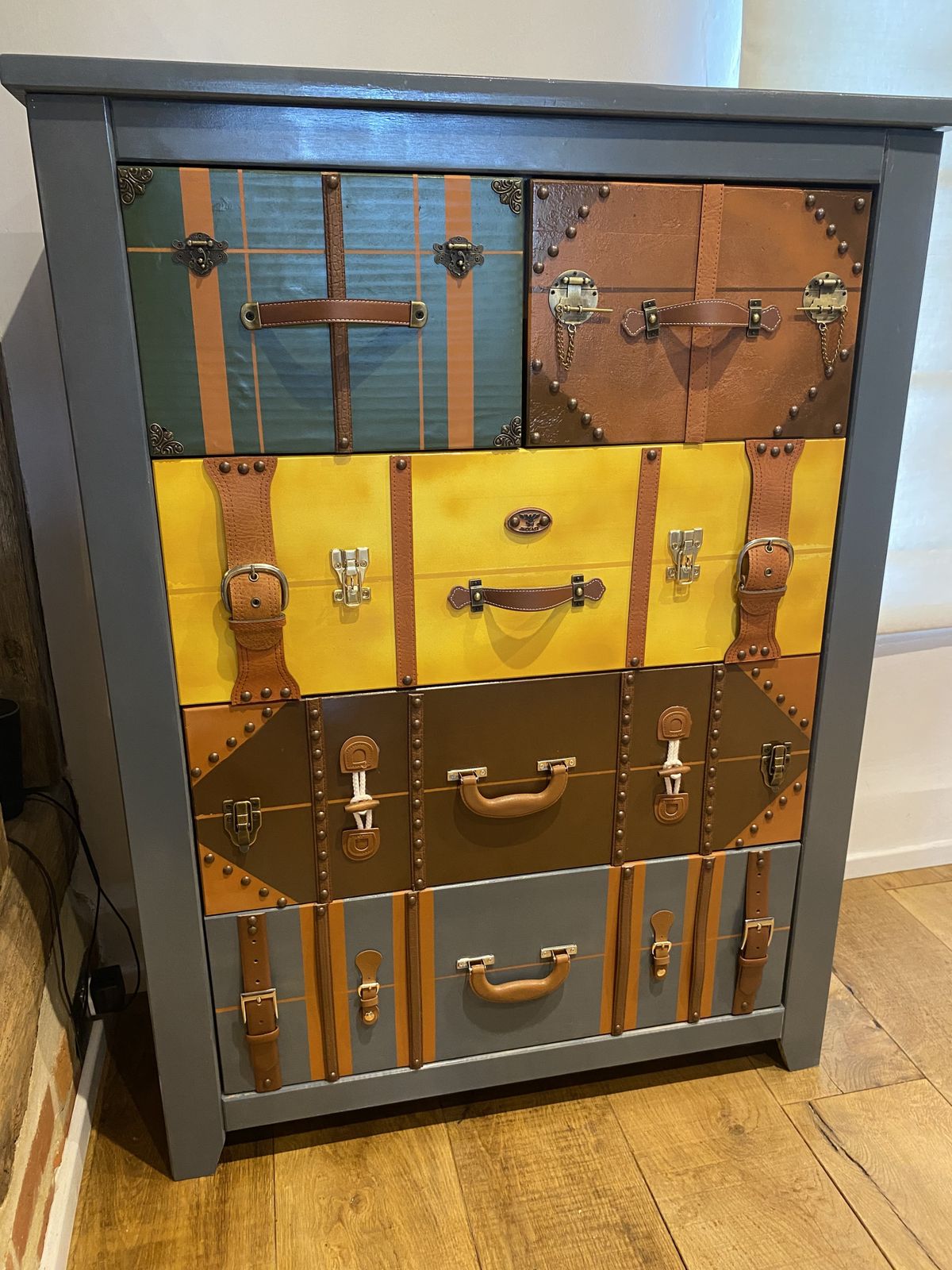 Vintage Suitcase Style Chest Of Drawers – Hand Painted, Unique Statement