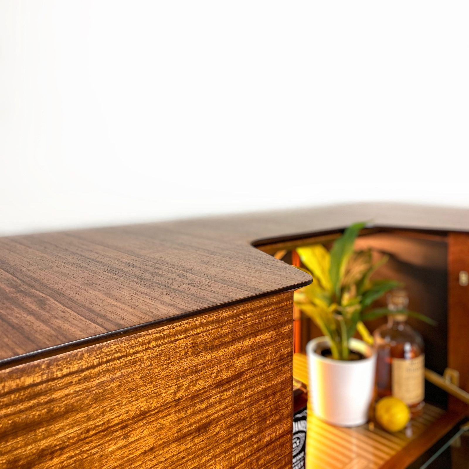 Furniture Mid 20th Century Vintage Sideboard / Drinks Cabinet / Cocktail Bar By 'Beautility' Black Gold With Pollock Style 'Splatter' photo
