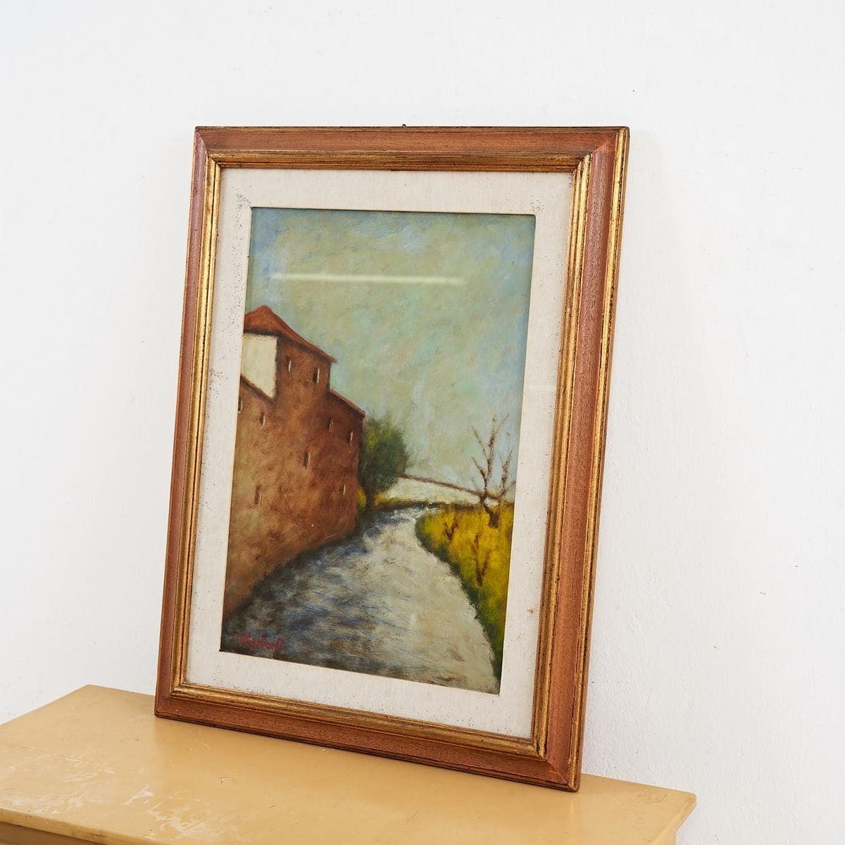 Enchanting Tuscan Landscape In A Gilded Frame, By Giuseppe Gagliardi From The 20th Century photo for sale