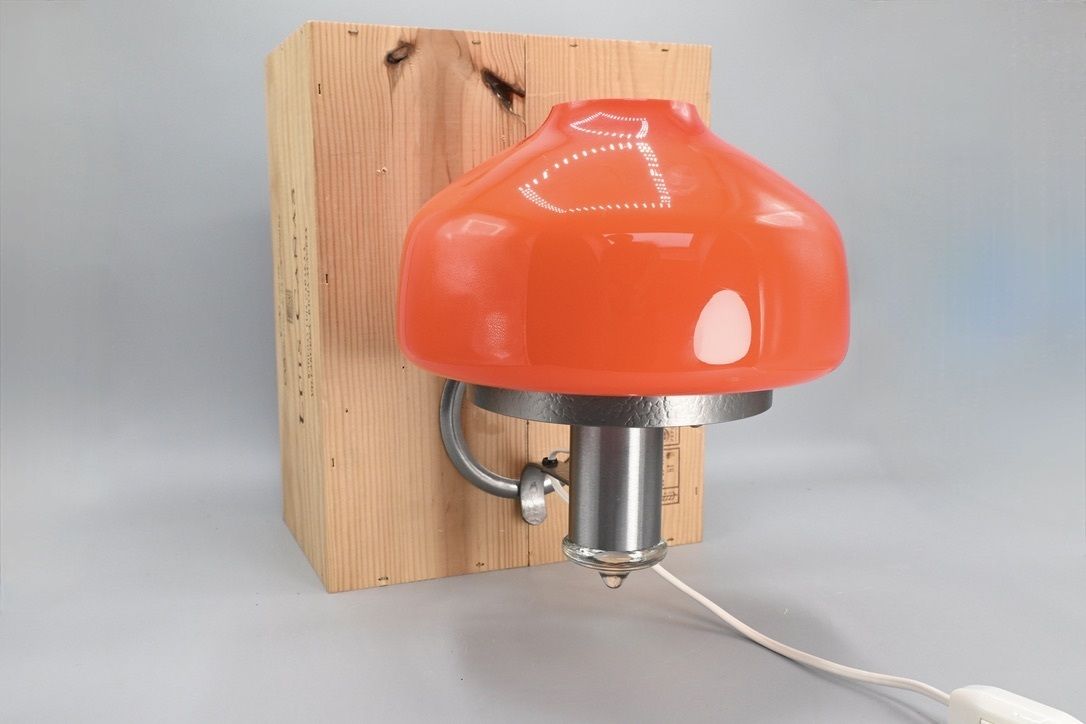 photo vinterior Midcentury Metal With Orange Glass Mushroom Style Wall Lamp By öjg Sweden, 1970s