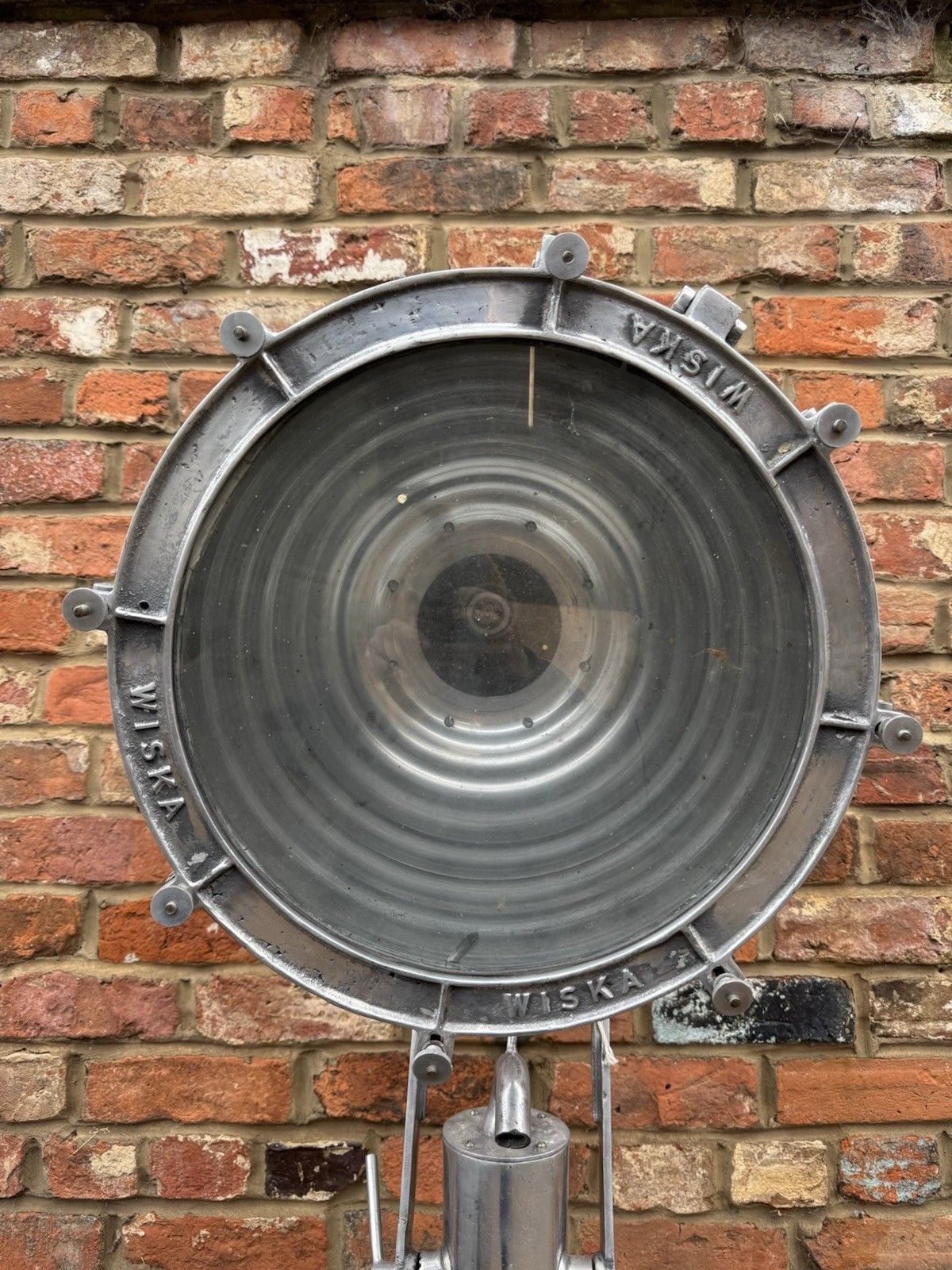 Pair Of Vintage Wiska Ship Lights – Polished Aluminium Industrial Lamps photo furniture