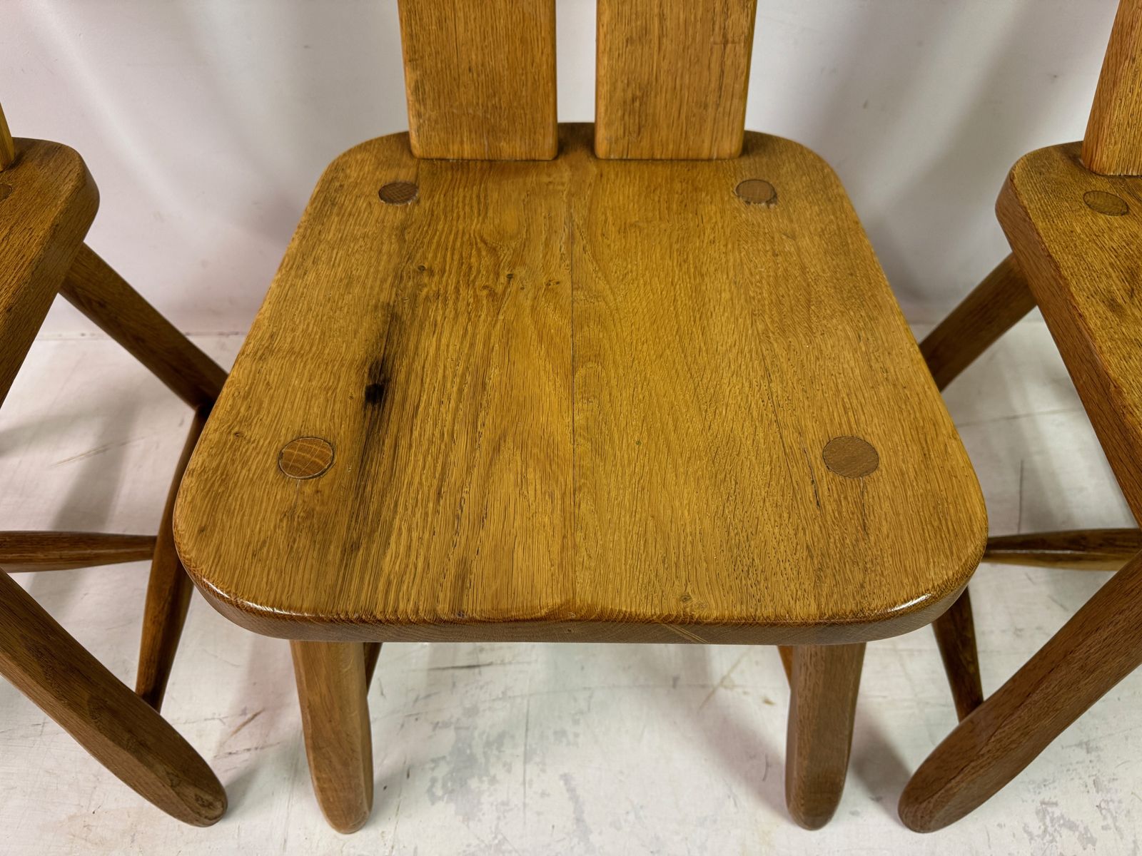 Set Of Four 1960s Oak Dining Chairs By De Puydt photo for sale