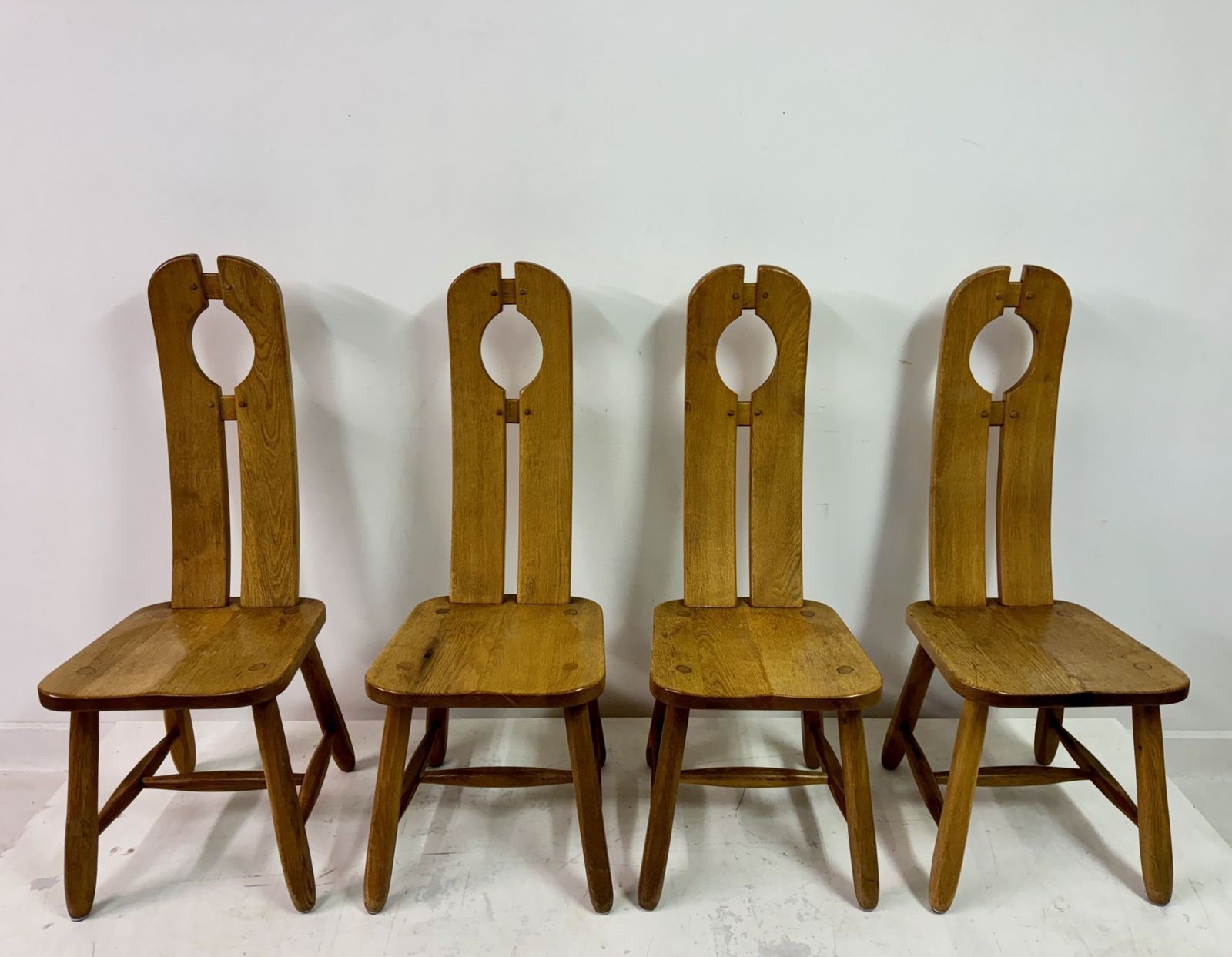 Set Of Four 1960s Oak Dining Chairs By De Puydt photo vinterior