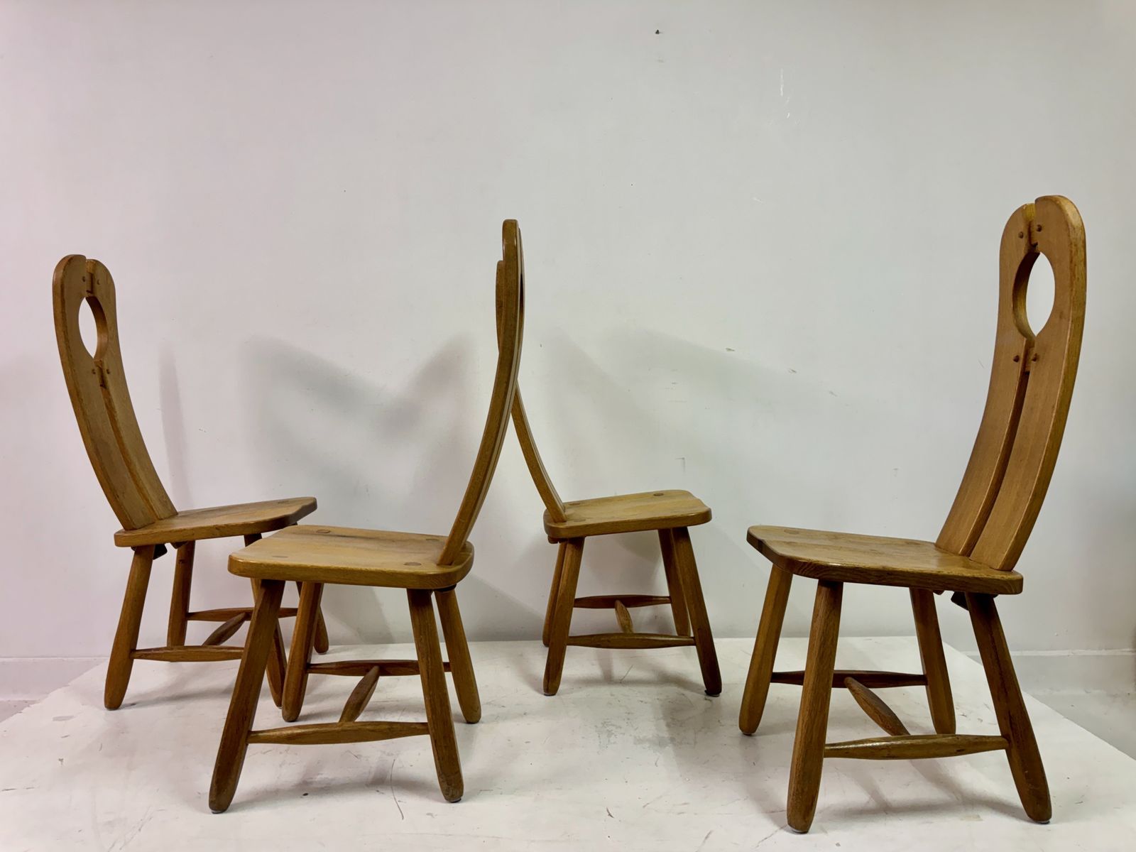 1295.0 Set Of Four 1960s Oak Dining Chairs By De Puydt photo