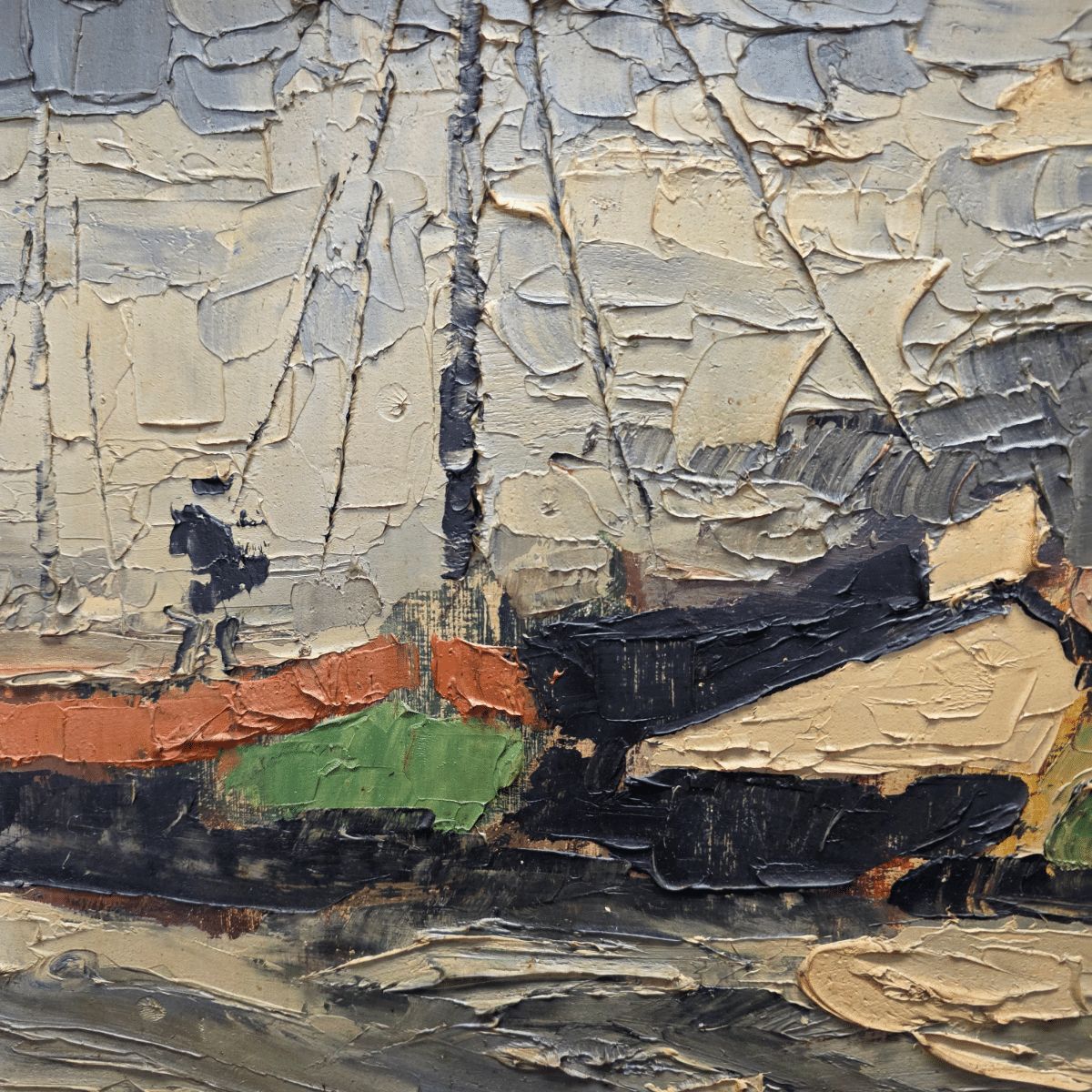 Oil Painting With Tjalk Signed Jg. Otter 1934 photo for sale