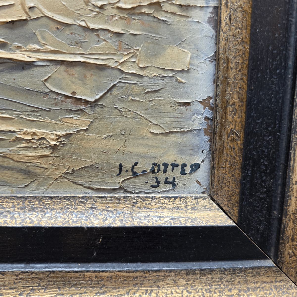 Oil Painting With Tjalk Signed Jg. Otter 1934 photo Art