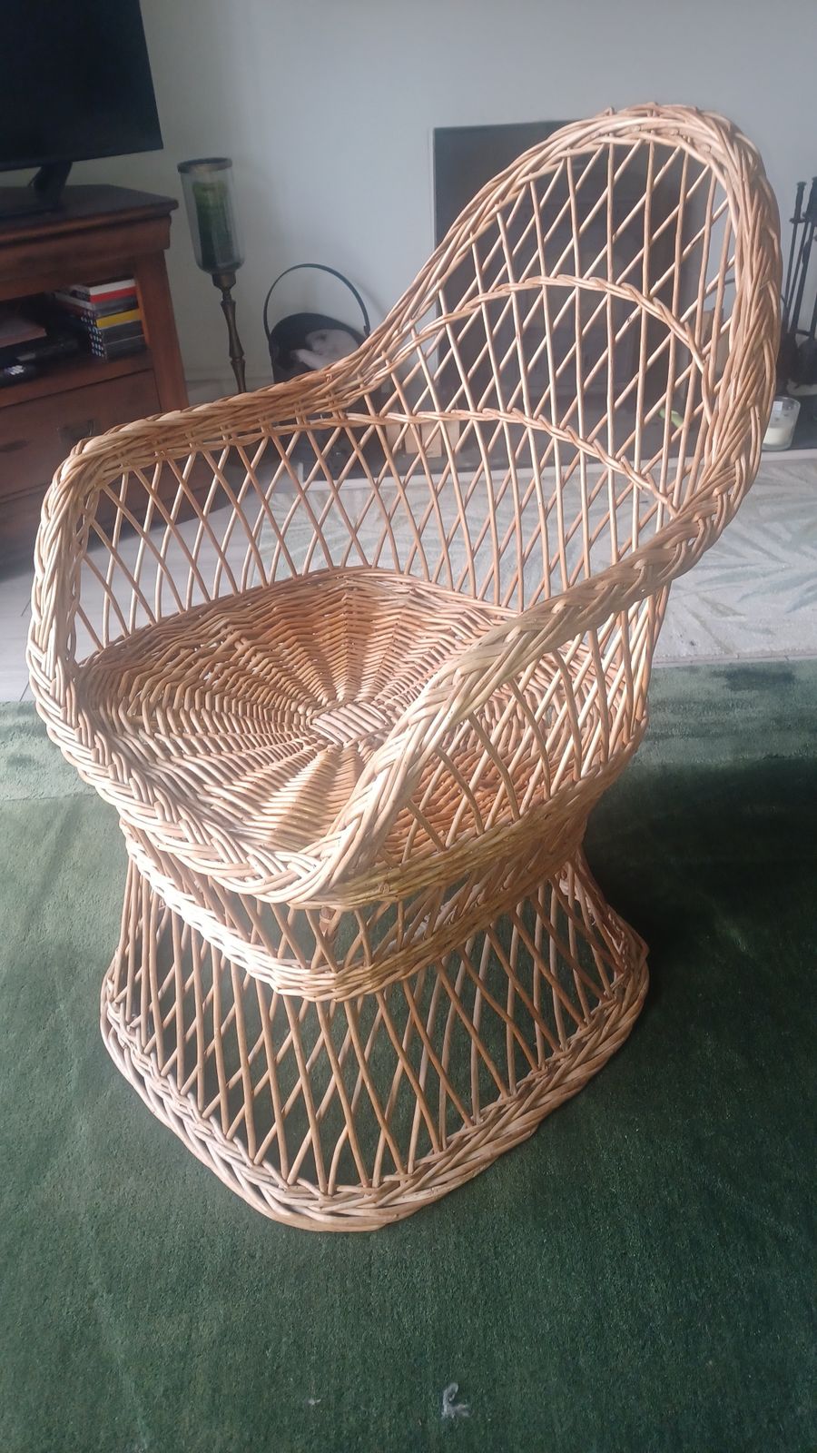 1980's Cane/Rattan Lounge Chair photo for sale