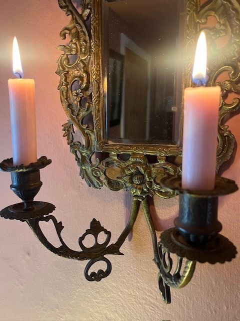 A Pair Of Antique French Mirrored Wall Sconces (Early 19th Century) photo Home Decor