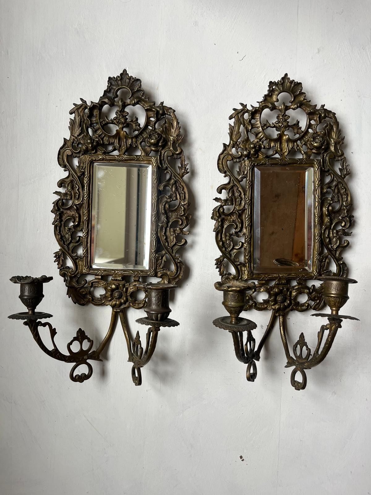 A Pair Of Antique French Mirrored Wall Sconces (Early 19th Century) photo buy