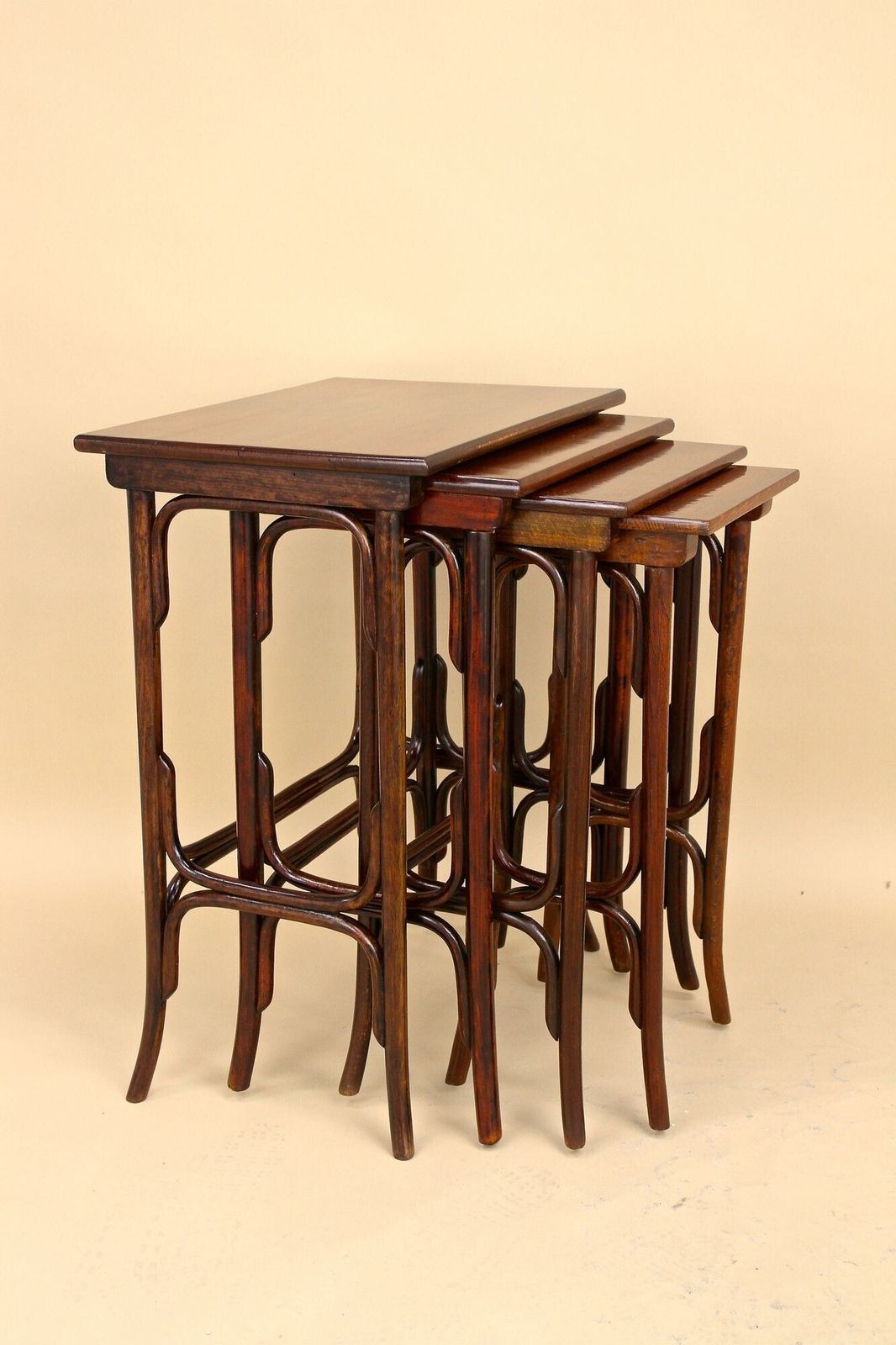 Furniture 20th Century Art Nouveau Bentwood Nesting Tables By Thonet, Austria Circa 1905 photo