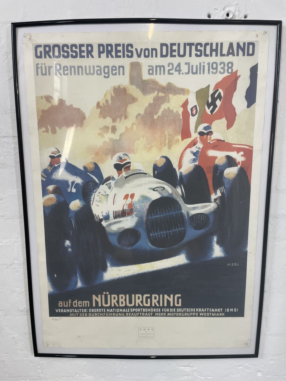 1938 “Grosser Preis Von Deutschland – Nürburgring” Limited Edition Print By Alfred Hierl | No. 95/850 | Produced For Coys Of Kensington