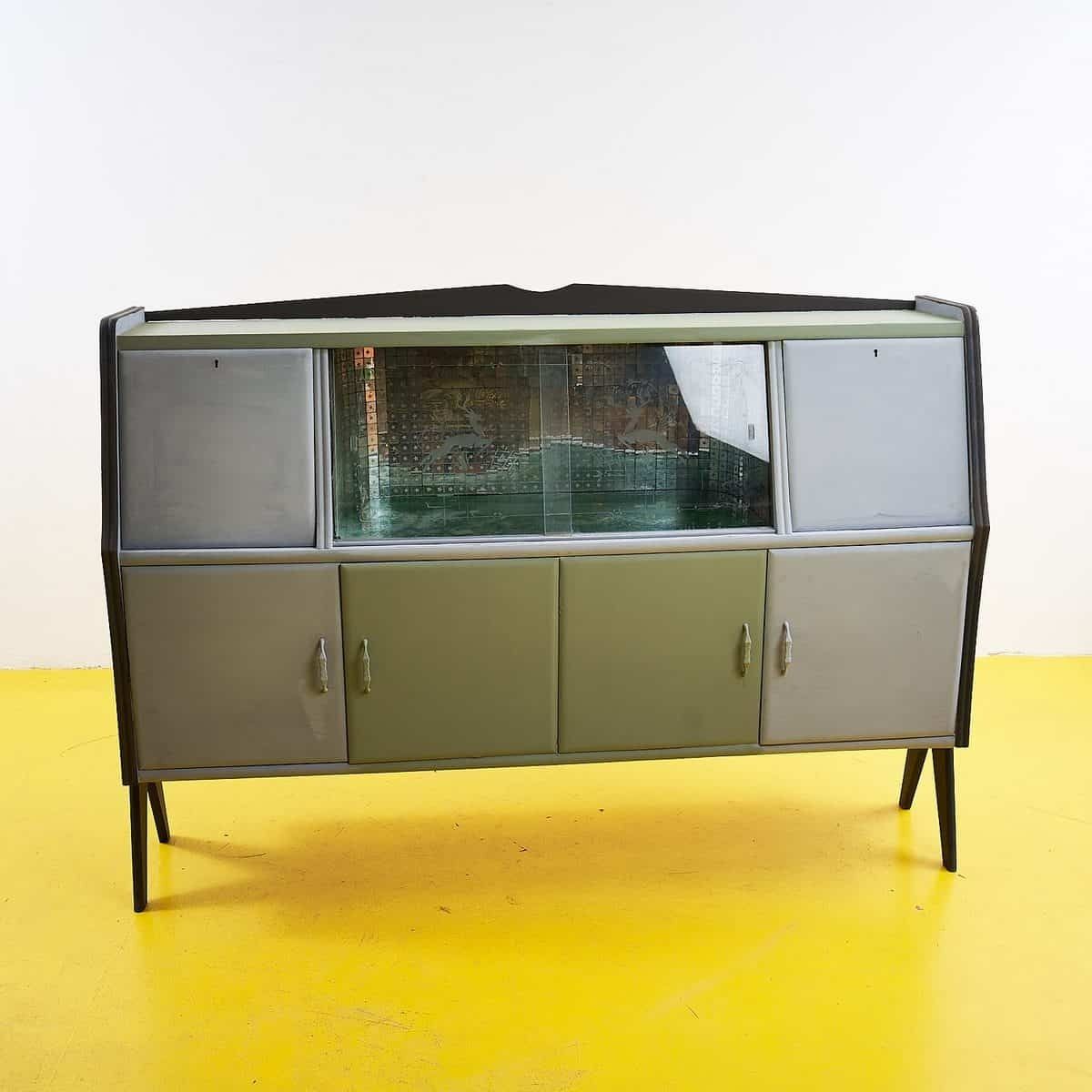 Mid Century Sideboard In Wood And Glass