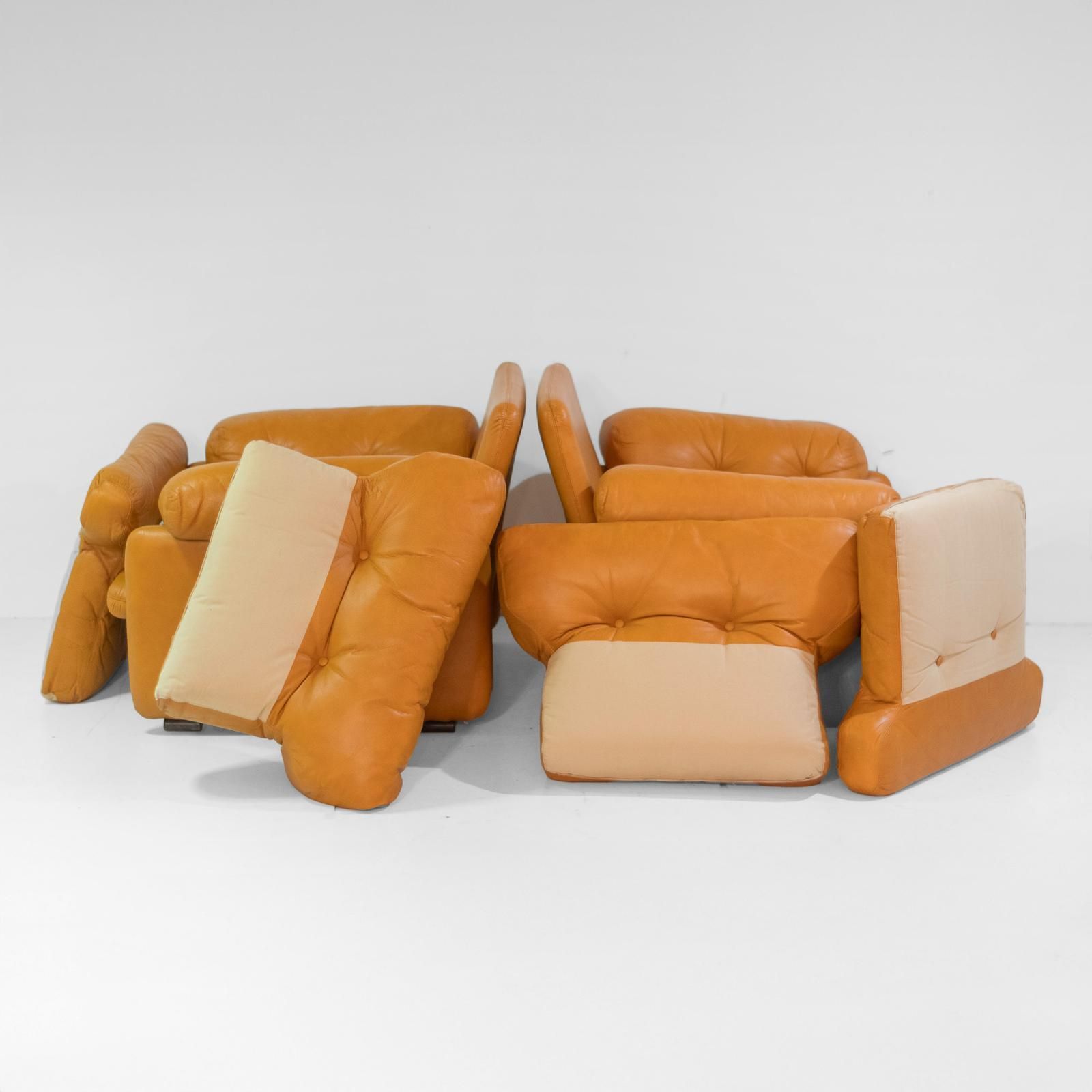 1970 Vintage Coronado Brown Leather Armchairs By Tobia Scarpa For C&B Italia photo buy