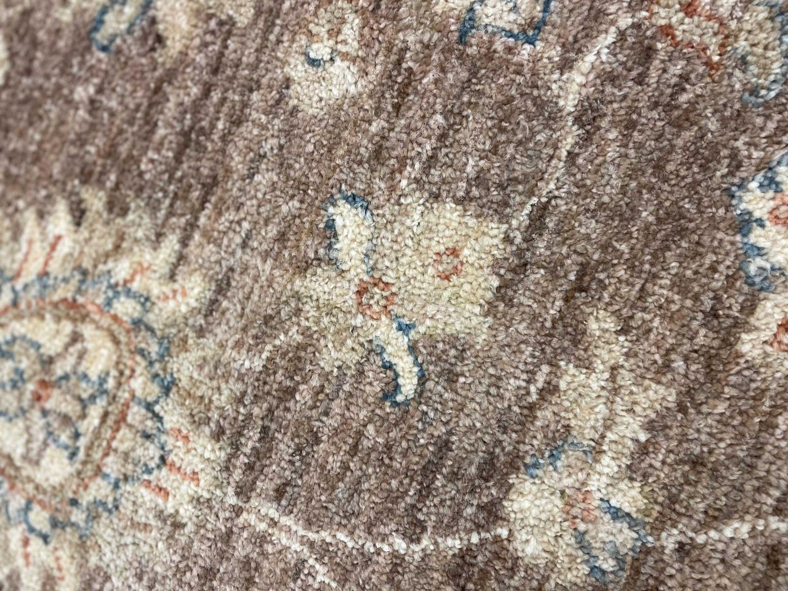 Brown Gold Wool Rug, Handmade Floral Ziegler Carpet, Bedroom Decor 148x96cm photo Textiles