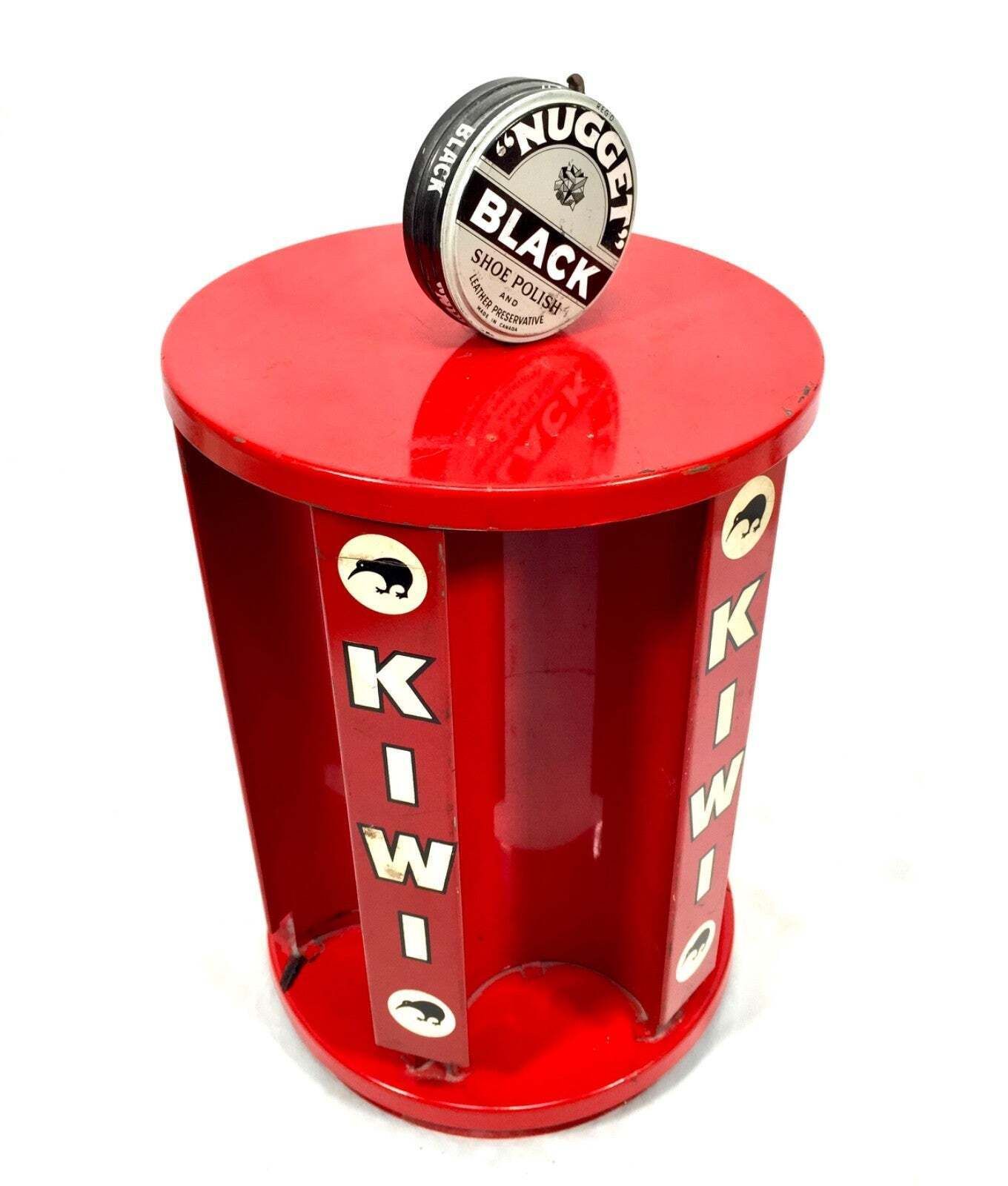 Antique Advertising Mid Century Kiwi Shoe Polish Shop Display Counter Dispenser