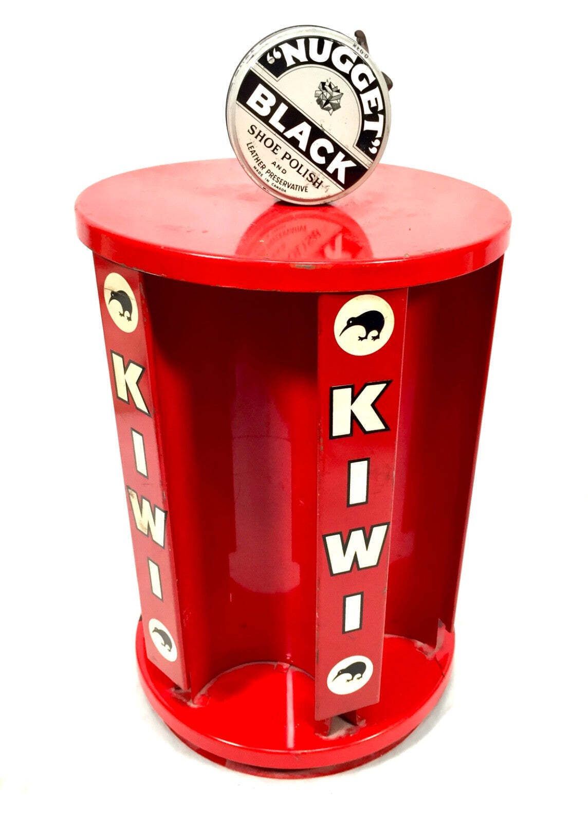 Antique Advertising Mid Century Kiwi Shoe Polish Shop Display Counter Dispenser photo furniture
