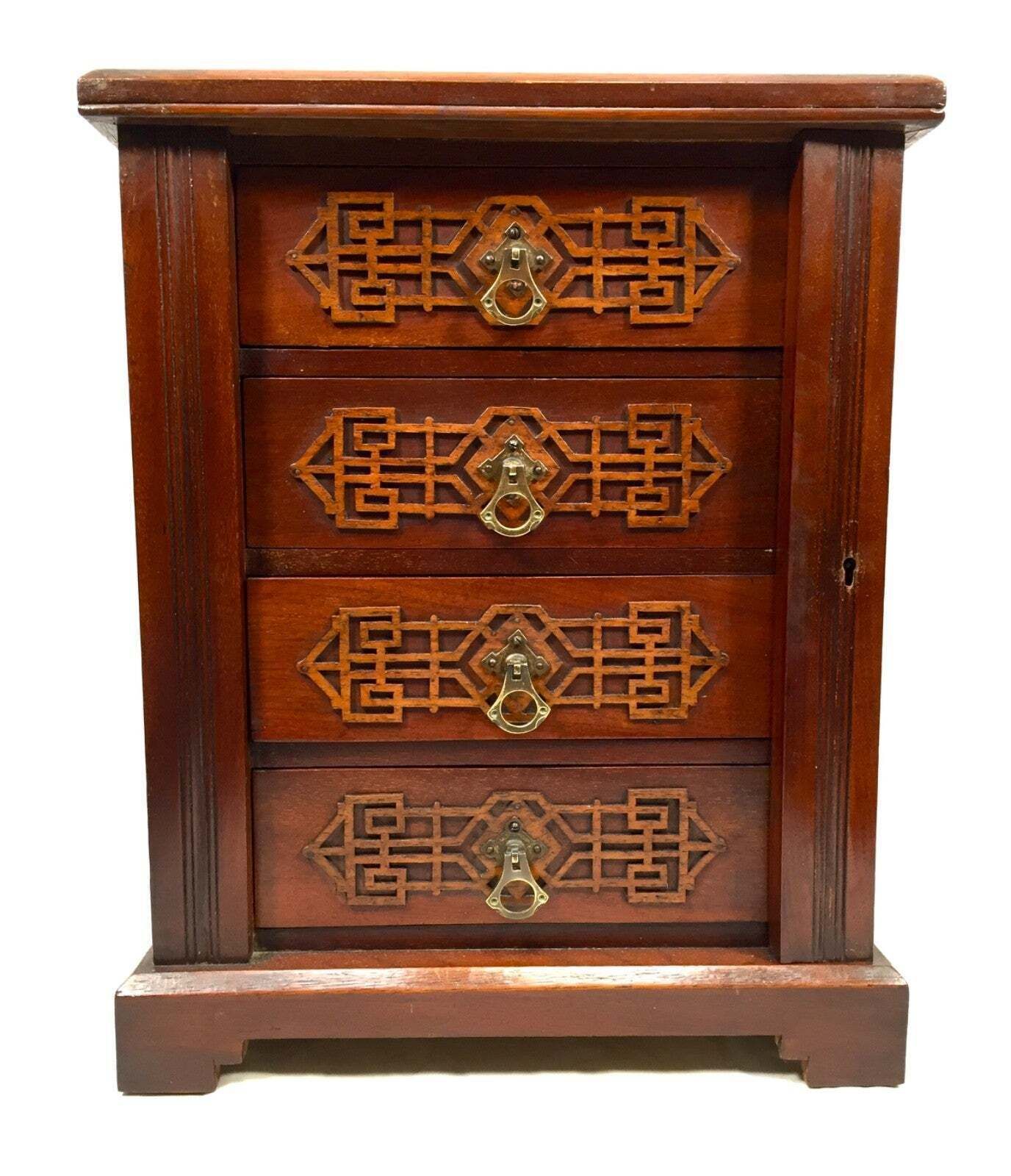Antique Edwardian Wooden Tabletop Desk Filing Chest Of Drawers Cabinet Box C1910 photo furniture