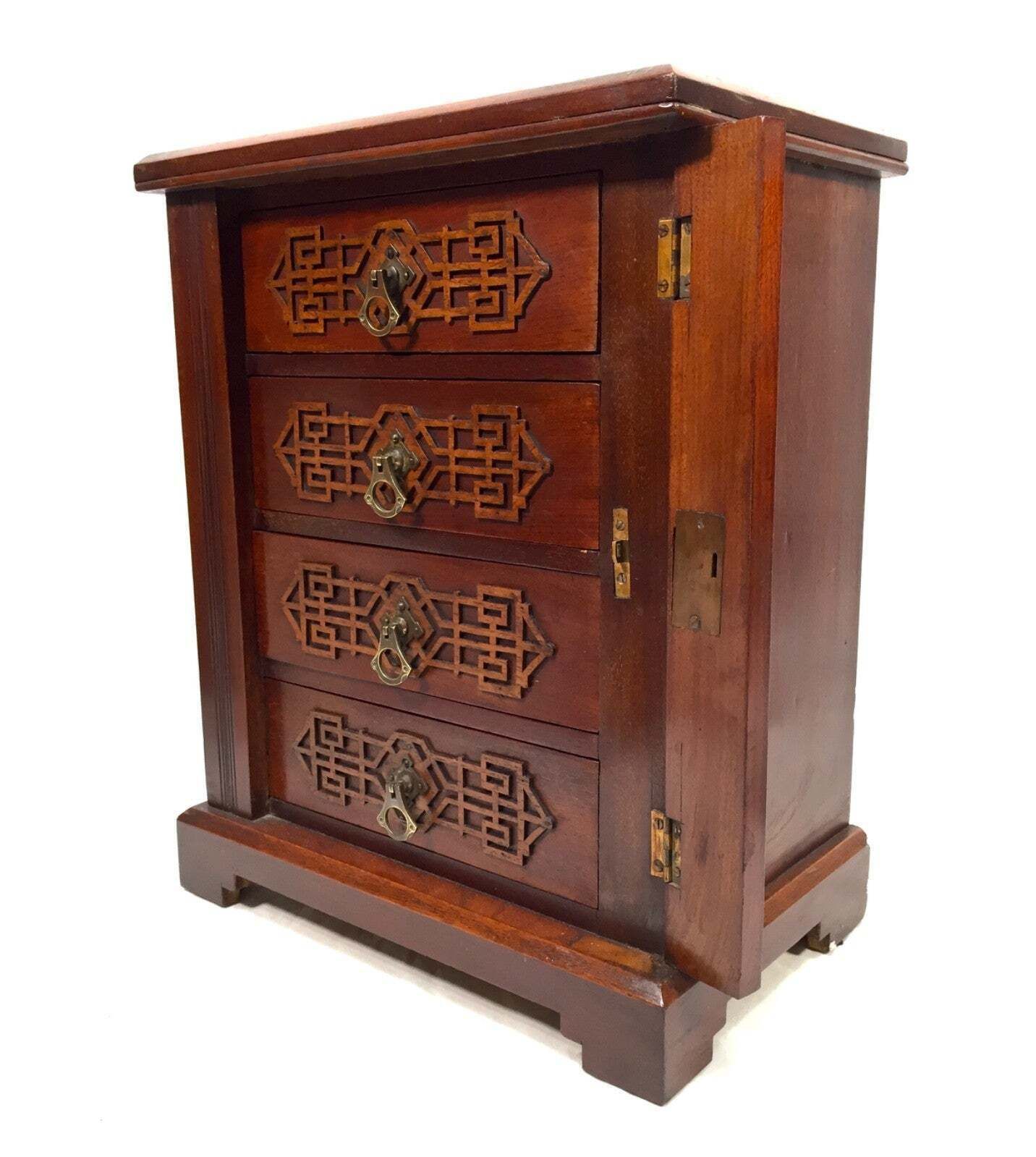 Antique Edwardian Wooden Tabletop Desk Filing Chest Of Drawers Cabinet Box C1910 photo Furniture