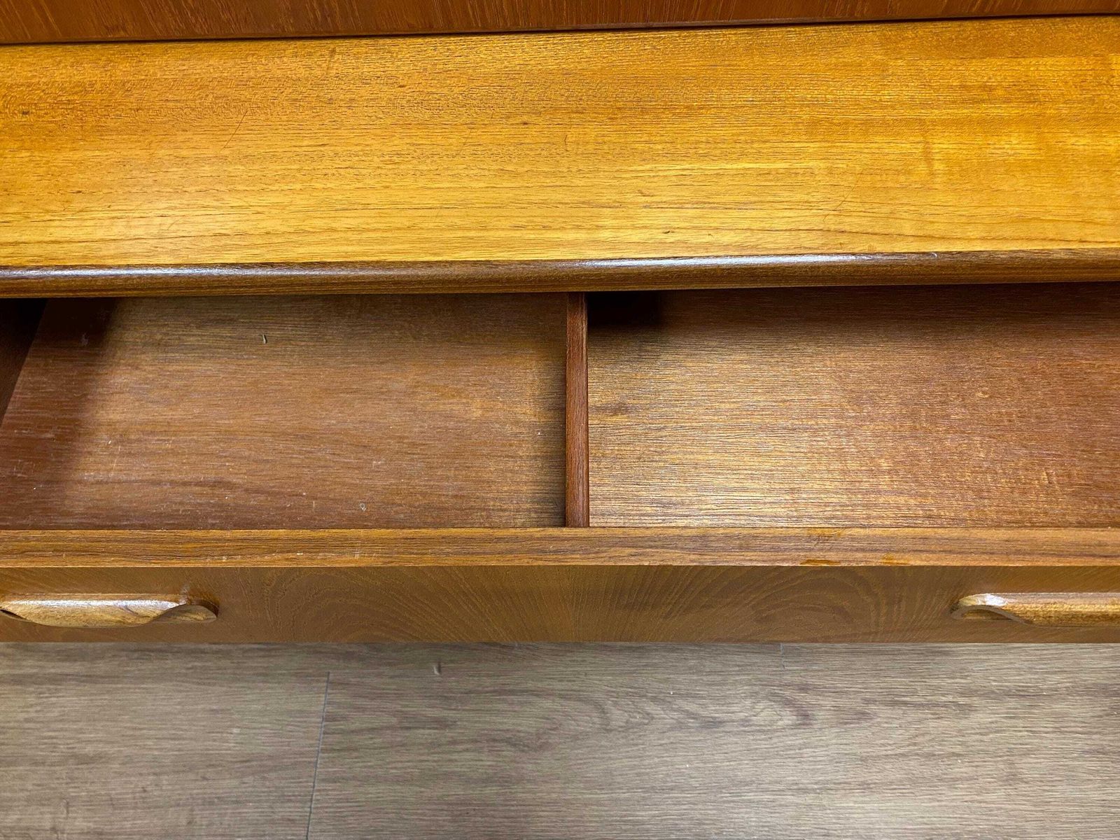 Restored Mid Century 1960s Teak G Plan Glazed Single Wall Unit With Drop Down Cocktail Cabinet photo Furniture