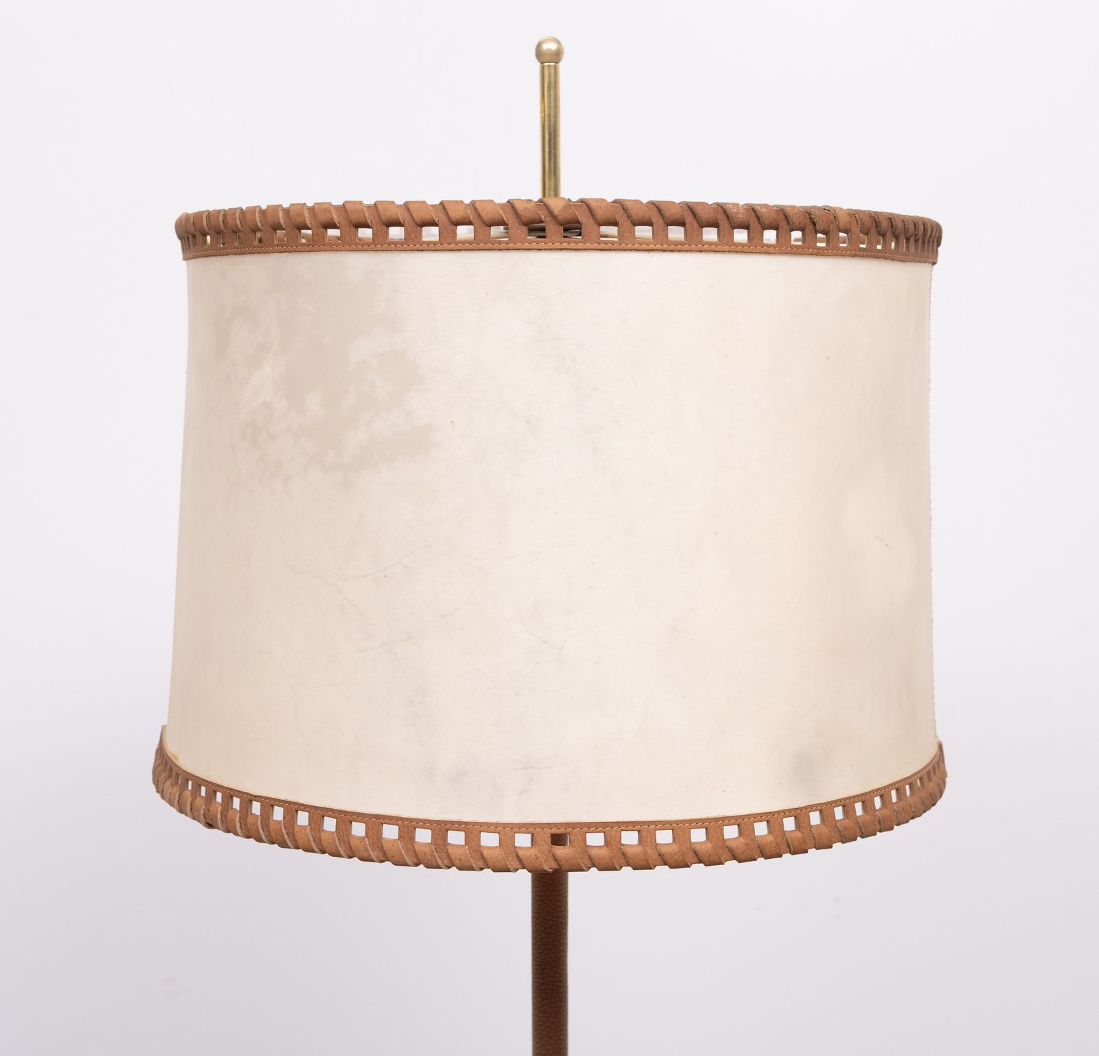 Floor Lamp Charlotte Wawer Parchment Shade Brass Details 1950s Germany photo vintage