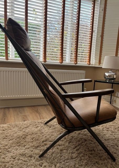 Mid Century Inspired Metal And Leather Studio Chair