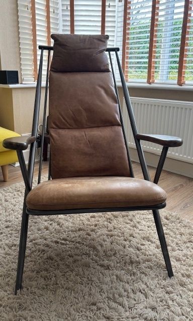 Mid Century Inspired Metal And Leather Studio Chair photo for sale