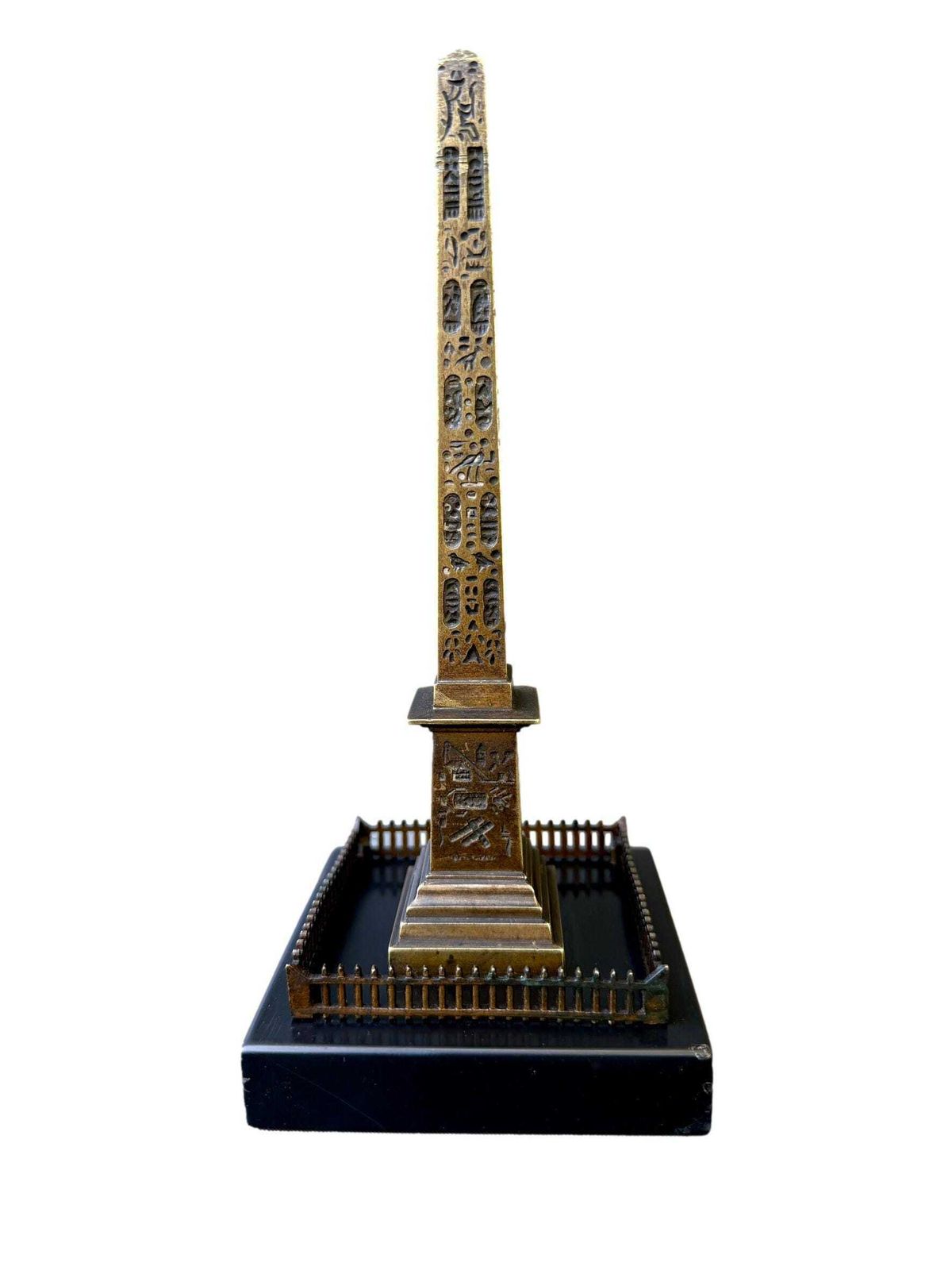 Antique 19th Century Bronze Louxor Obelisk, Souvenir Of Paris, Egyptian Revival Decor
