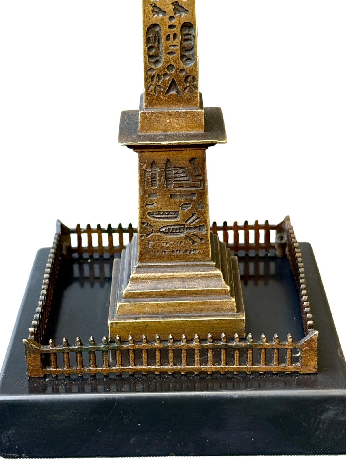 Art Antique 19th Century Bronze Louxor Obelisk, Souvenir Of Paris, Egyptian Revival Decor photo