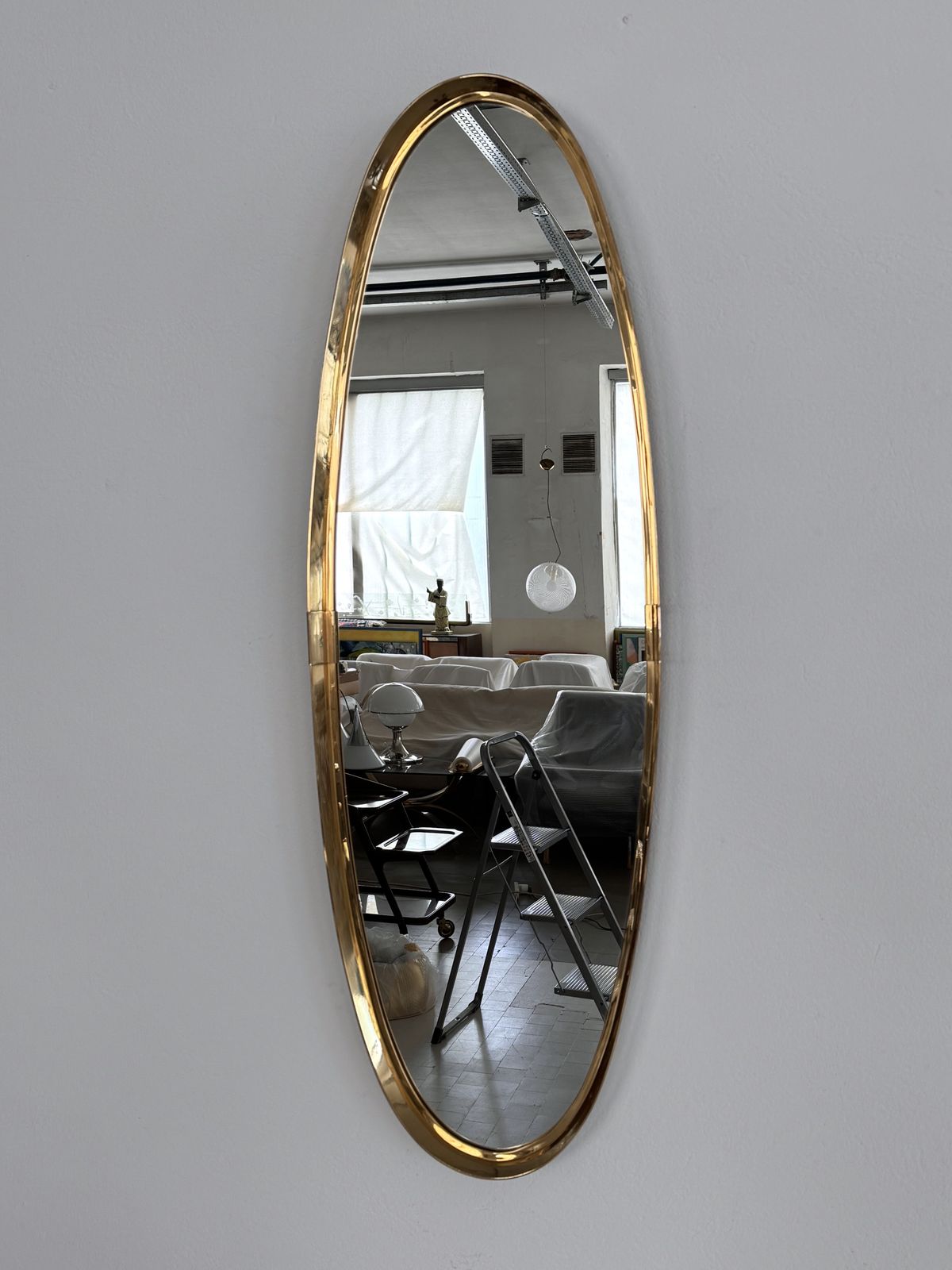 Large Wall Mirror In Brass By Vereinigte Werkstätten München, 1970s photo vinterior