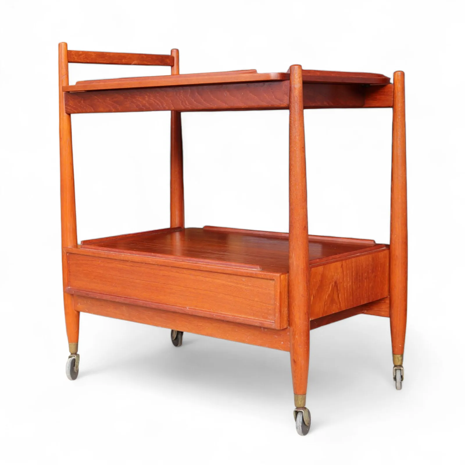 photo vinterior Mid Century White & Newton Teak 2 Tier Serving/Cocktail Trolley