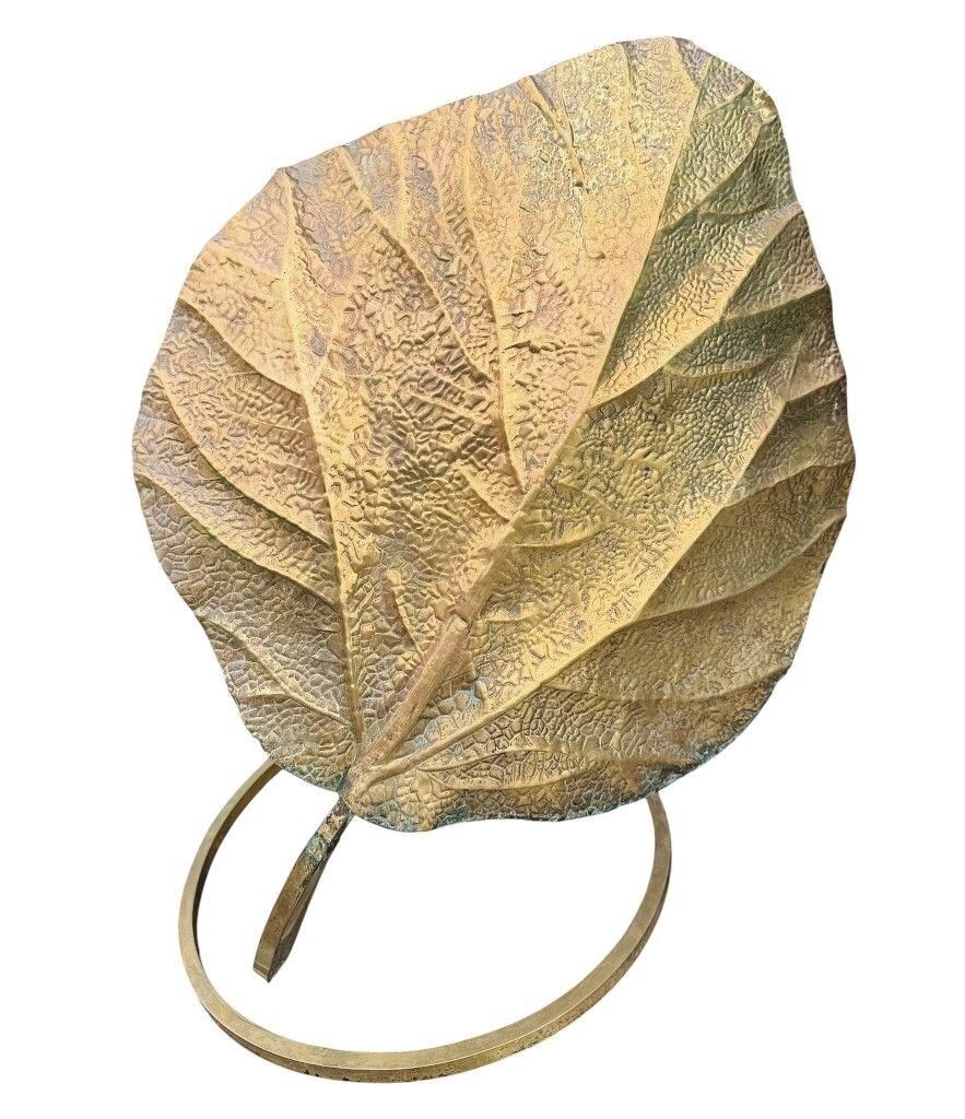 A Large Italian 1970s Double Brass "Rhubarb Leaf" Table Lamp By Tommaso Barbi photo for sale